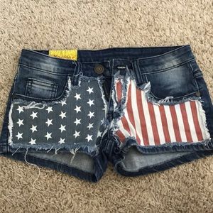 American flag jean shorts
